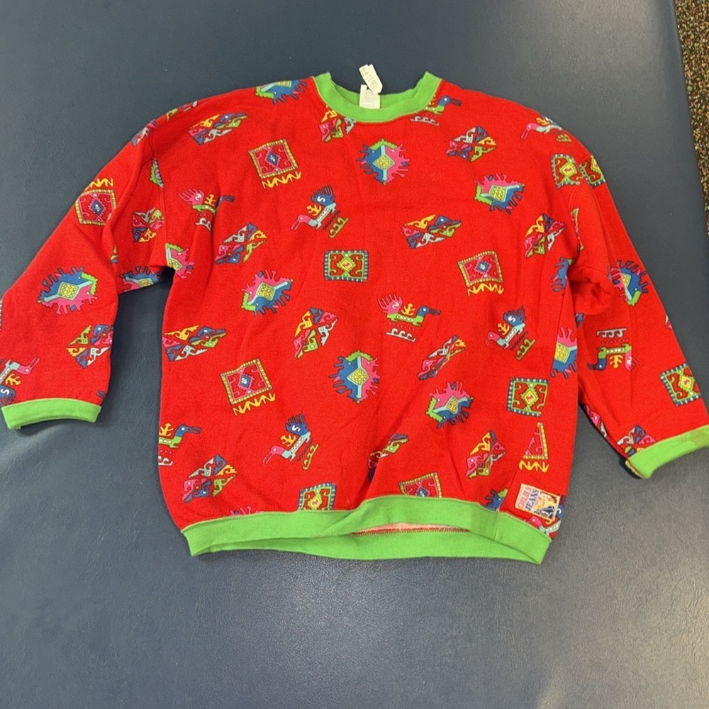 OILILY Sz 8 really cute red graphic print sweatshirt (only) details 100% cotton
